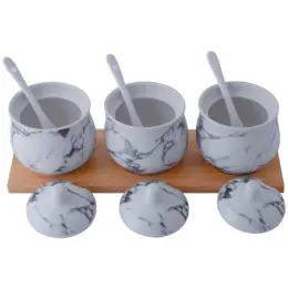 Marble Bamboo Canisters Open